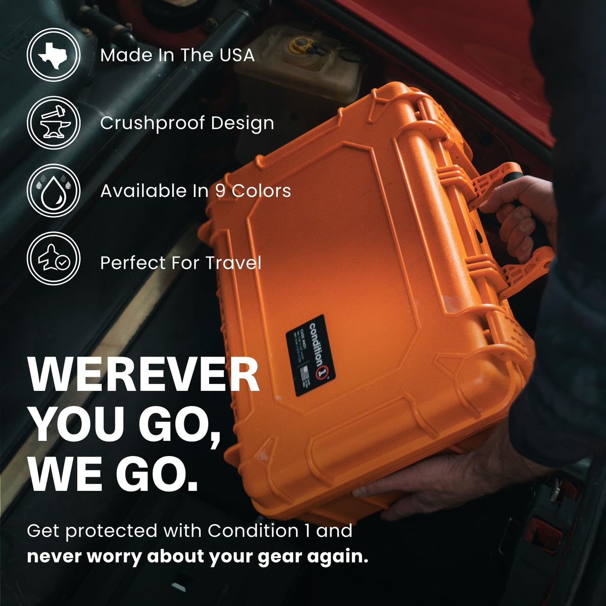 18" Medium Waterproof Hard Case With Foam, Orange P6385