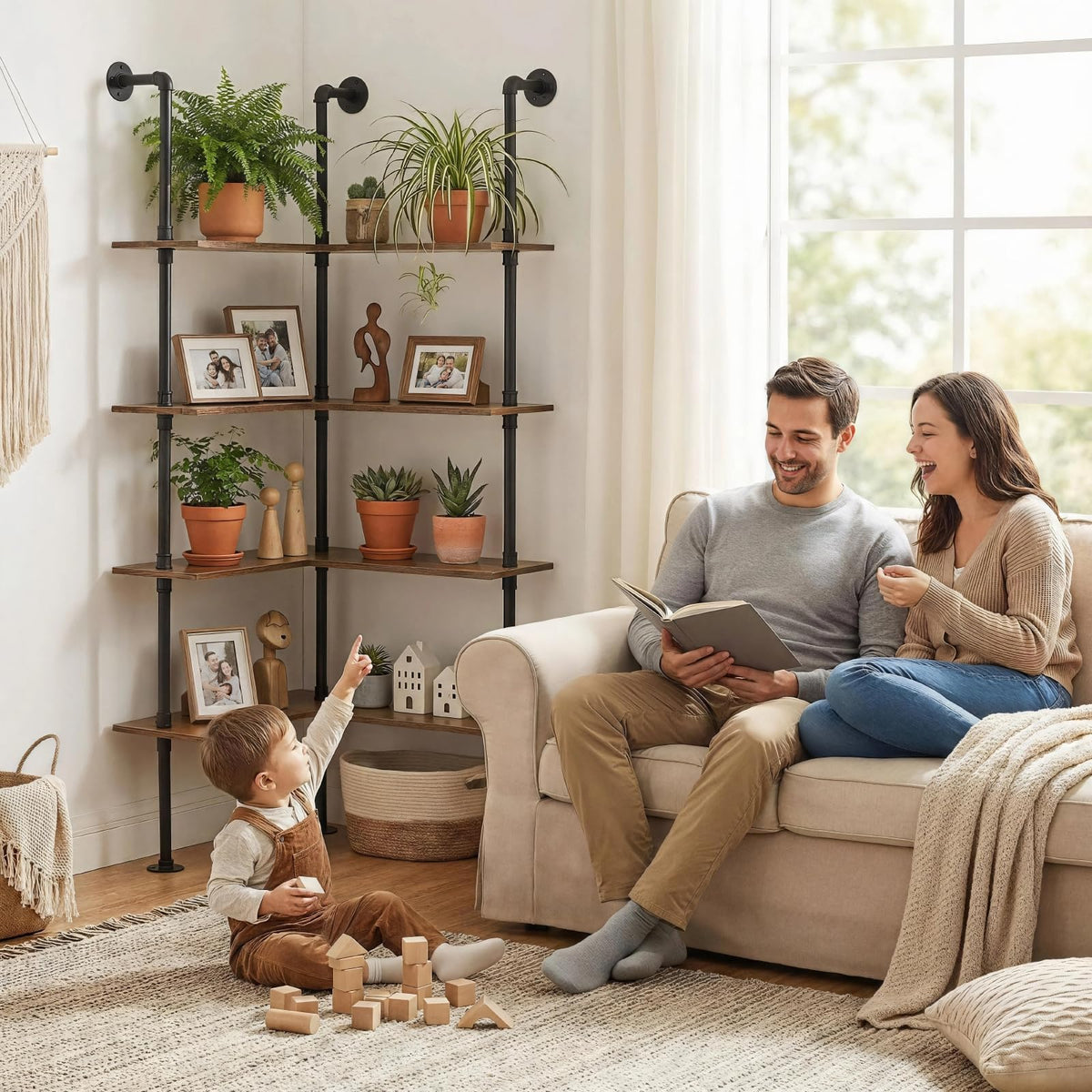 Industrial Pipe Corner Bookshelf I3201
