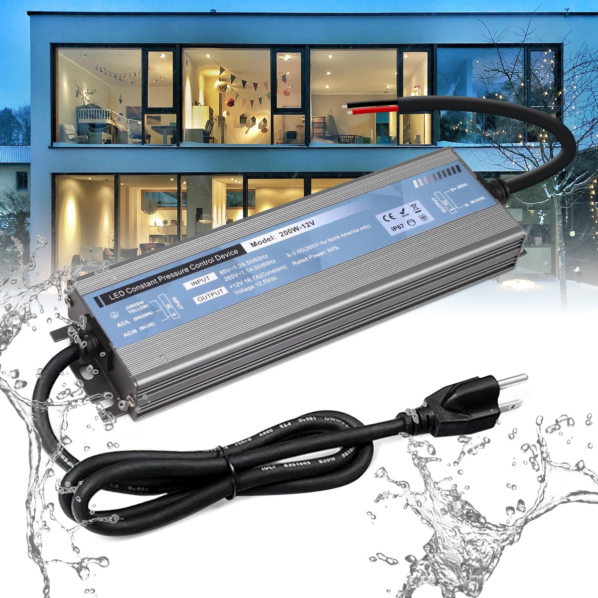 200 Watts 12V DC Waterproof IP67 LED Power Supply E482249