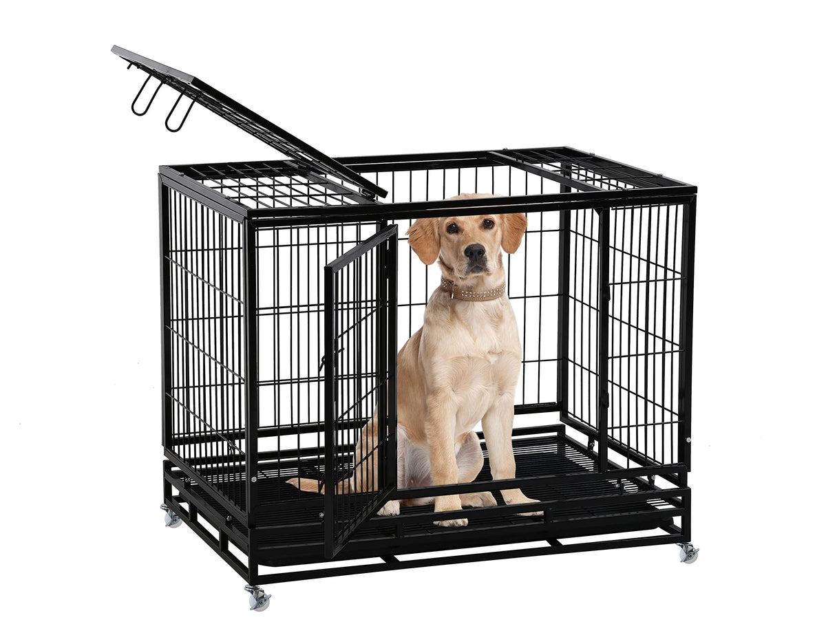 48'' Heavy Duty Metal Dog Crate with Wheels W1669