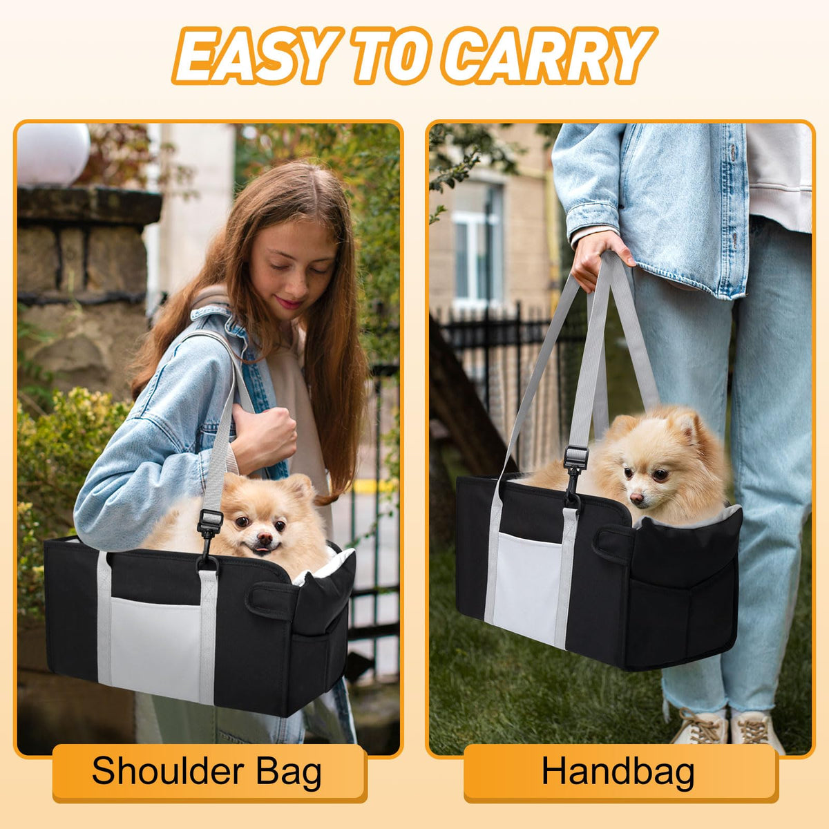 Portable Dog Car Seat for Small Dogs, Black M12482