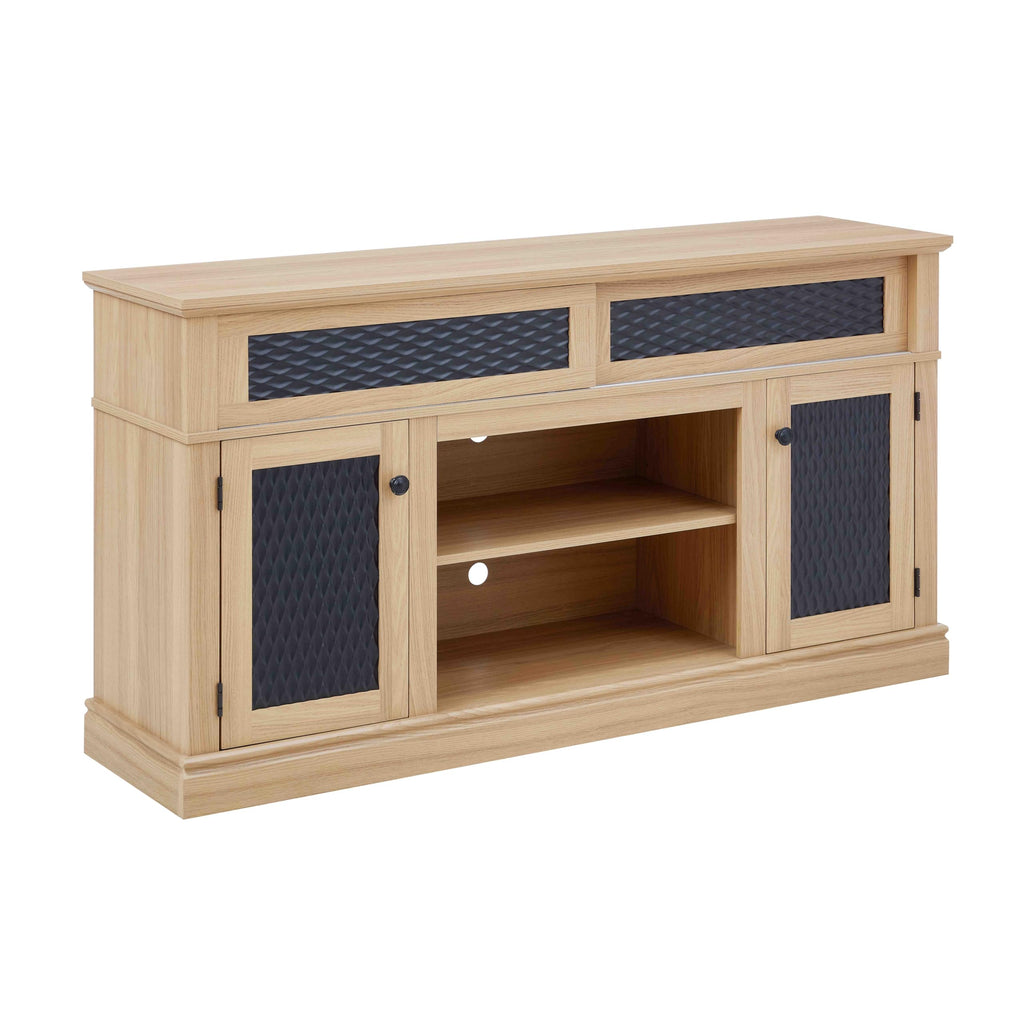 58 Inch Light Oak TV Stand with Sliding Doors K29830