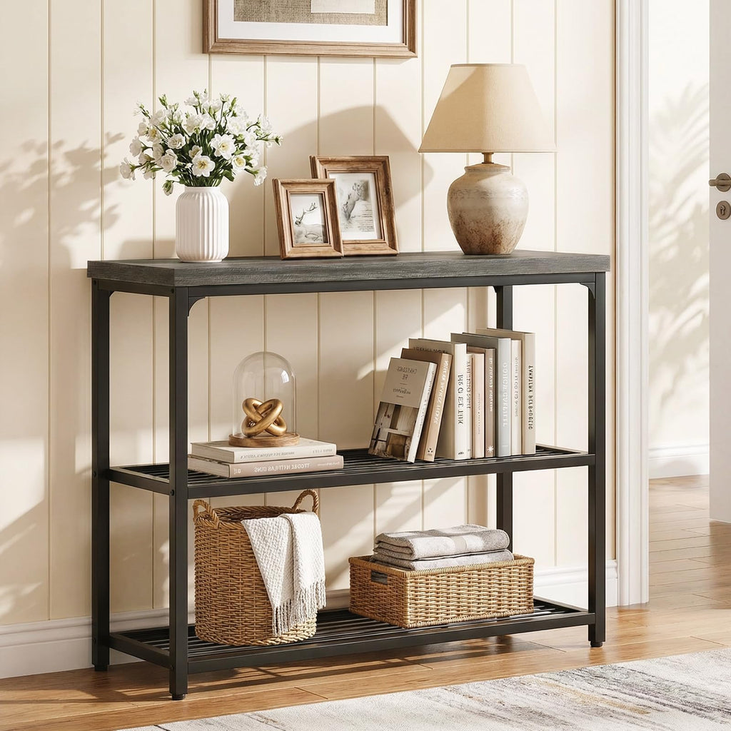 32" 3-Tier Oak Grey Console Table U783717