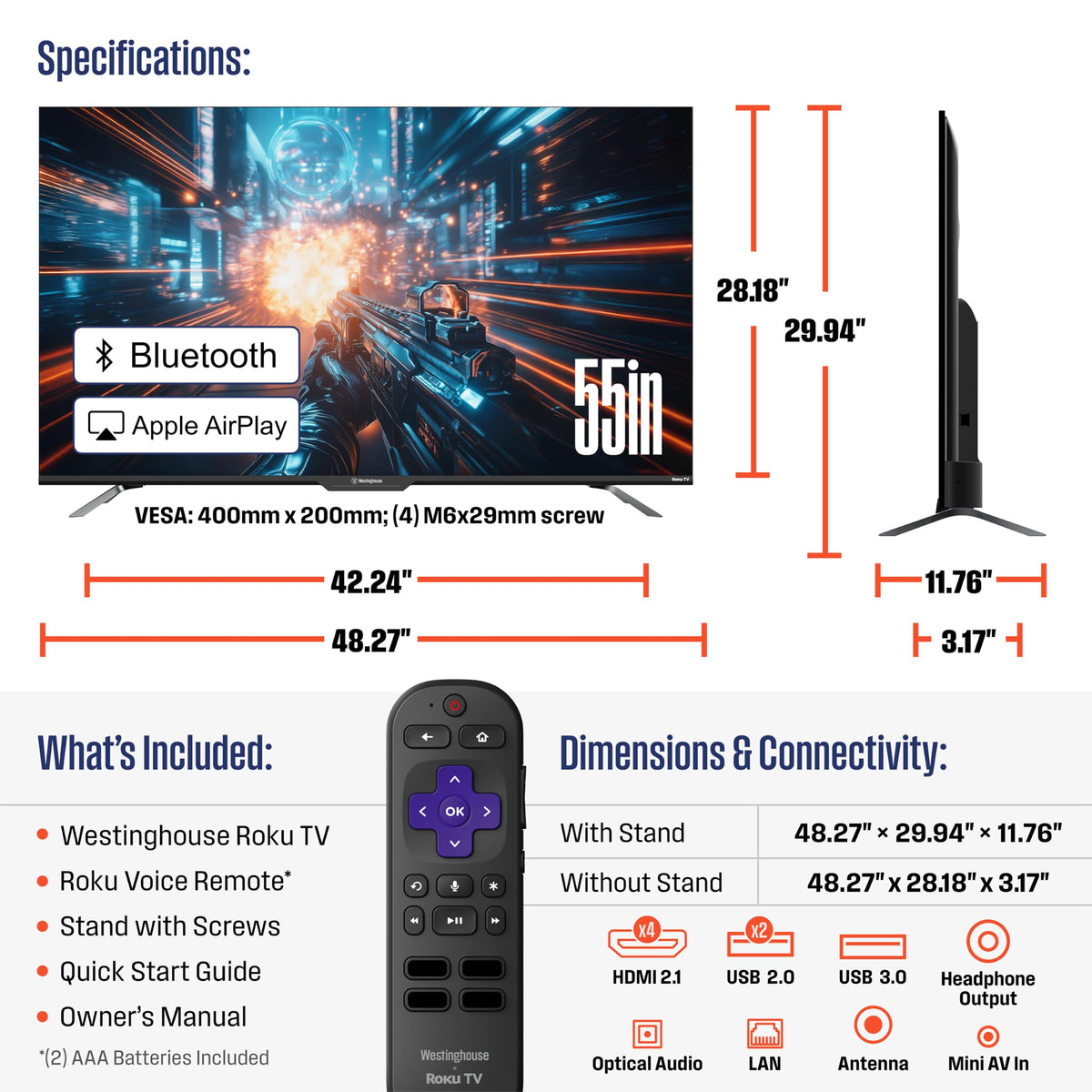 55 Inch Mini LED 4K UHD Smart TV H298
