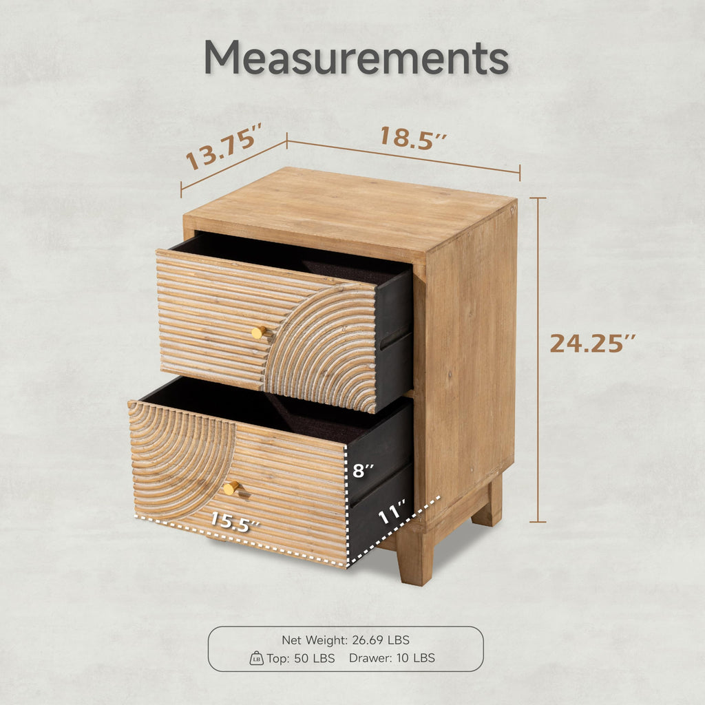 2 Drawer Wood Nightstand G207764