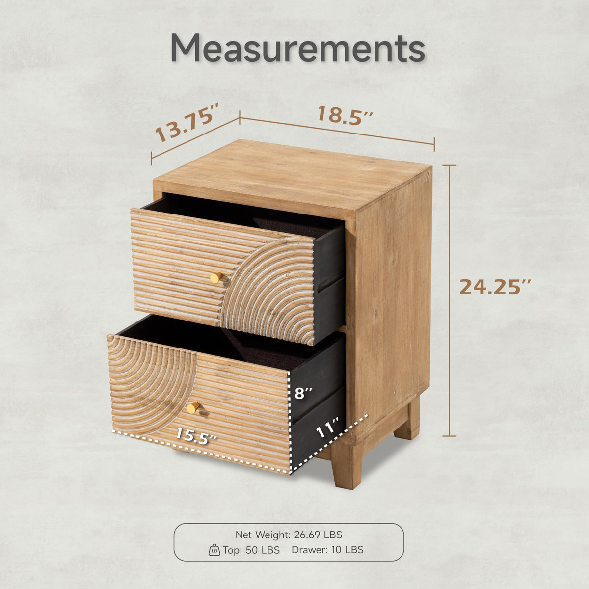 2 Drawer Wood Nightstand G207764