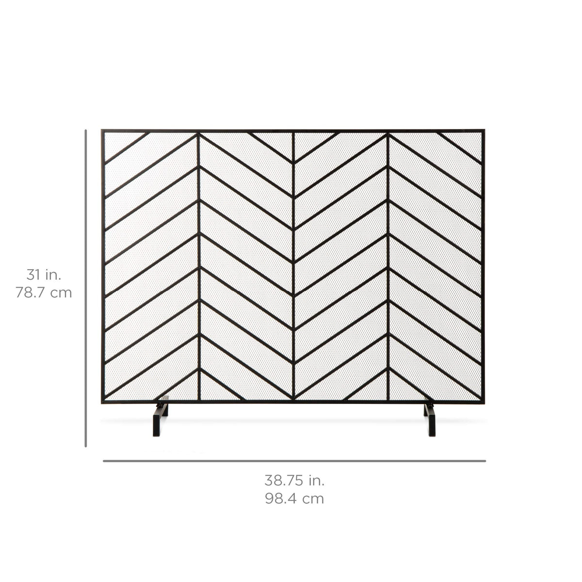 38x31in Wrought Iron Mesh Chevron Fireplace Screen J142929