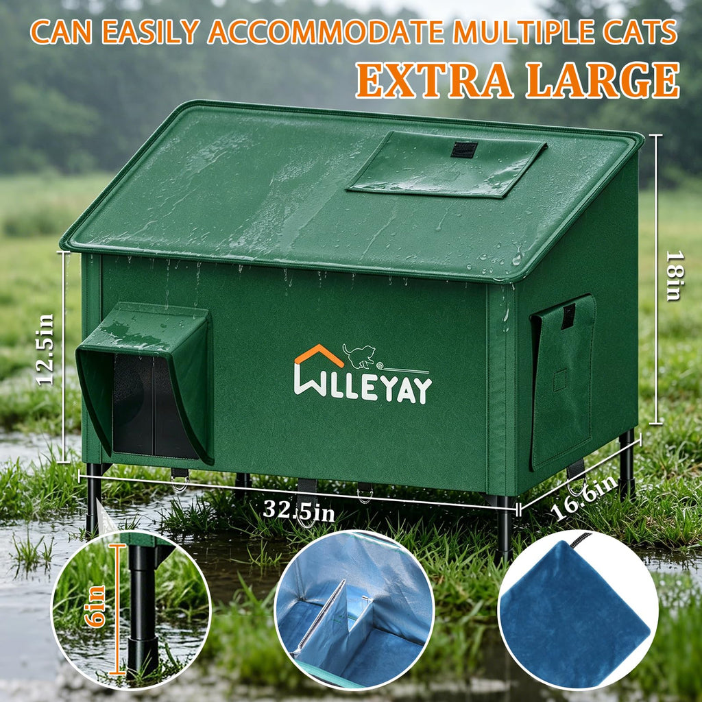 Extra Large Collapsible Heated Cat House N386