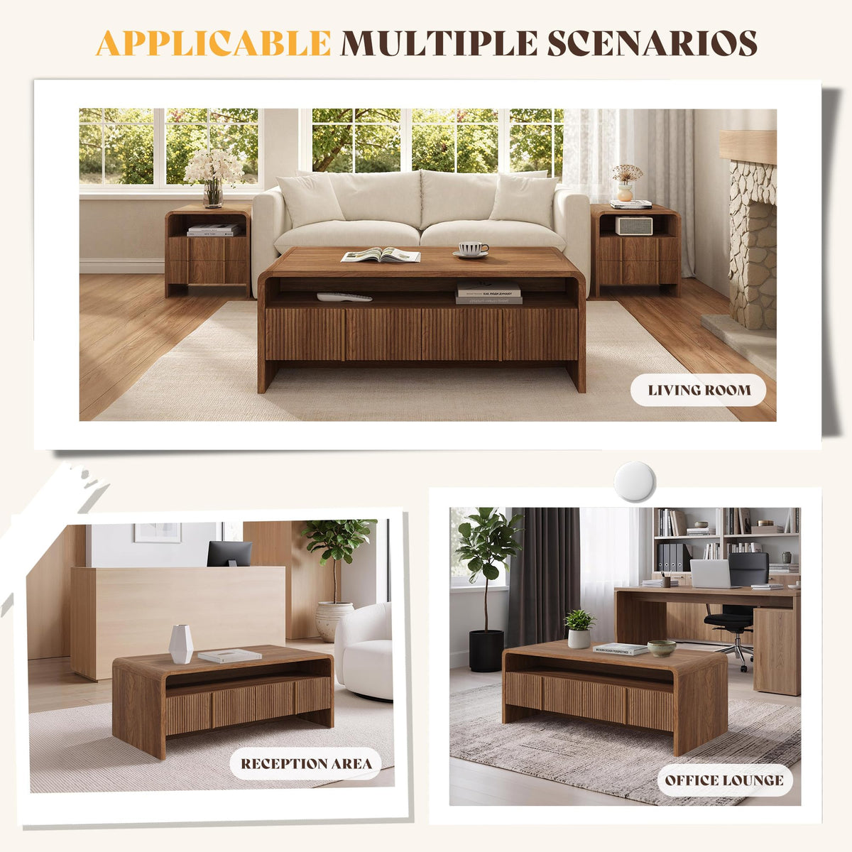 Fluted Coffee Table with Storage R5231