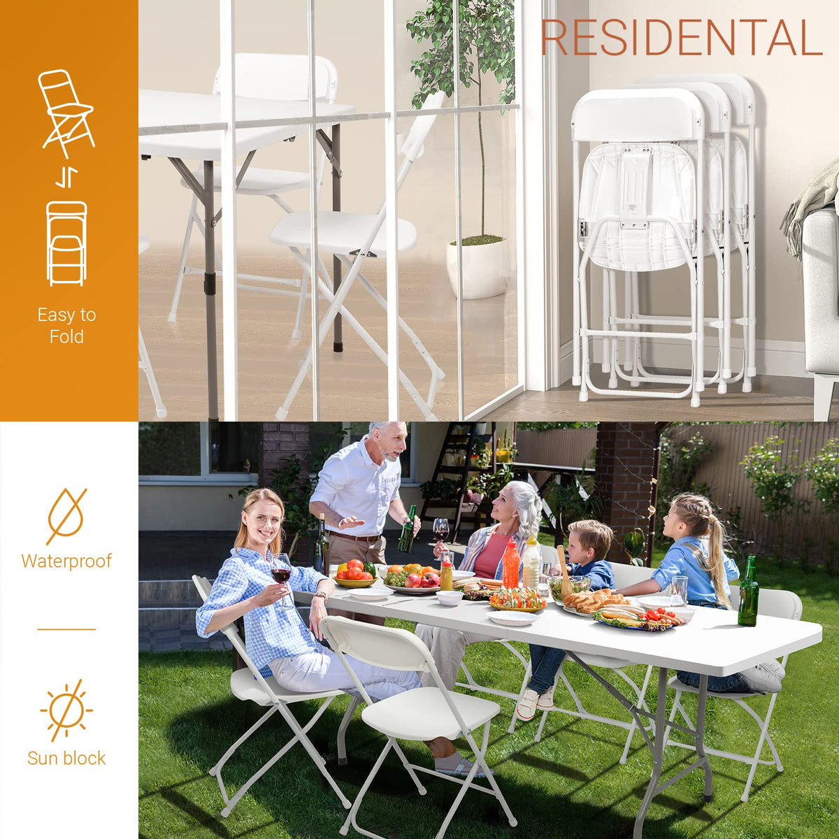 White 10 Pack Folding Chair W817
