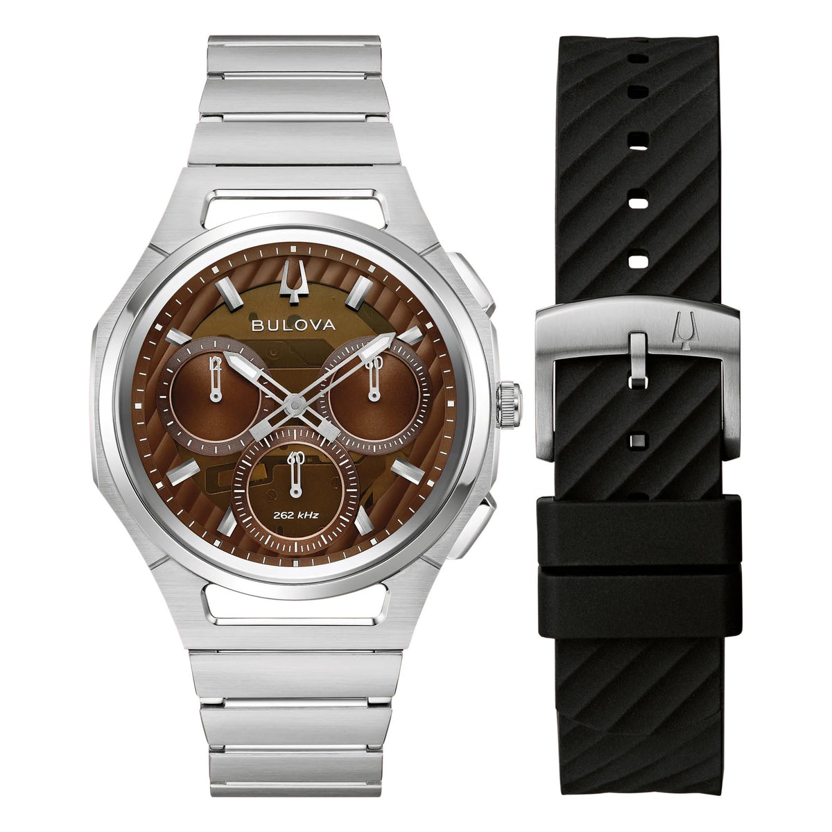 Brown Dial Stainless Steel Chronograph Watch Set 41.5mm T725