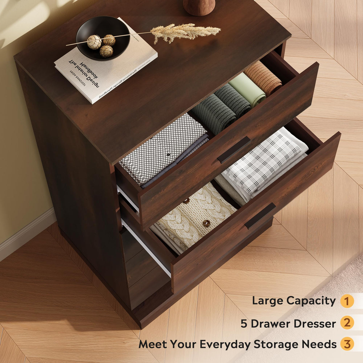 Brown 5 Drawer Dresser F139671
