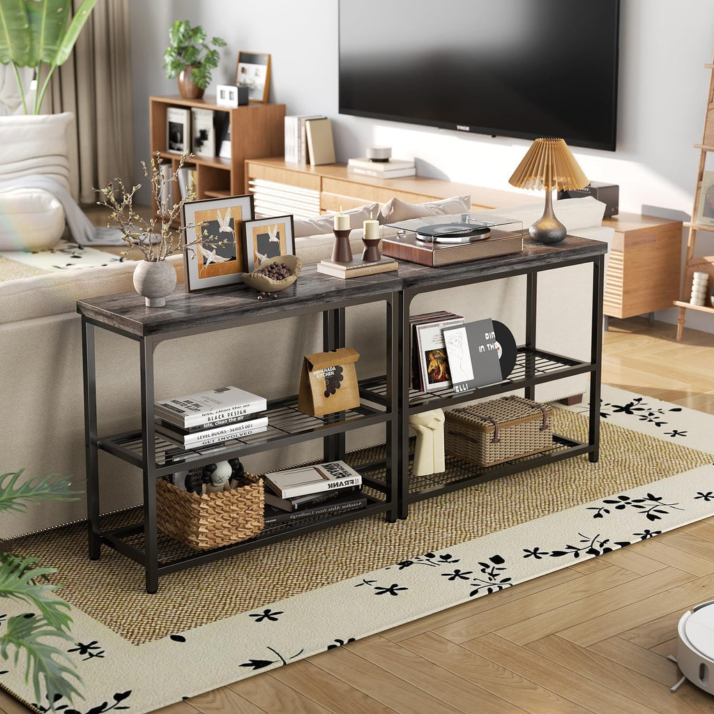 32" 3-Tier Oak Grey Console Table U783717