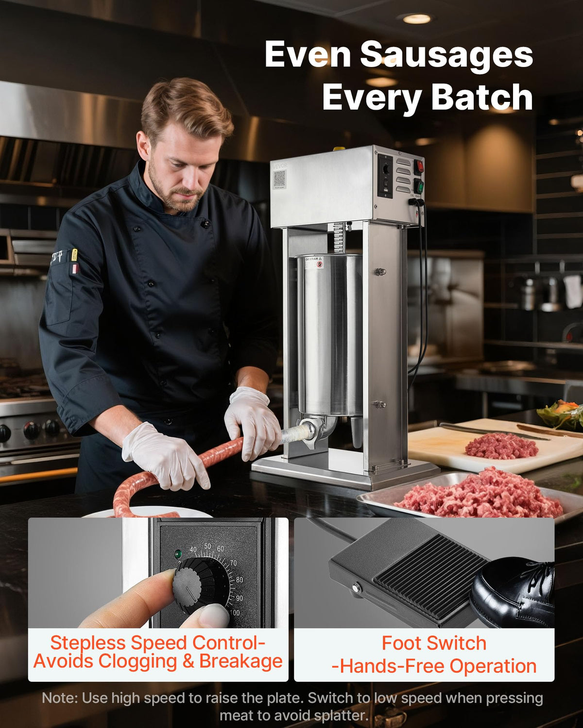15 L Stainless Steel Electric Sausage Stuffer with 4 Stuffing Tubes U768