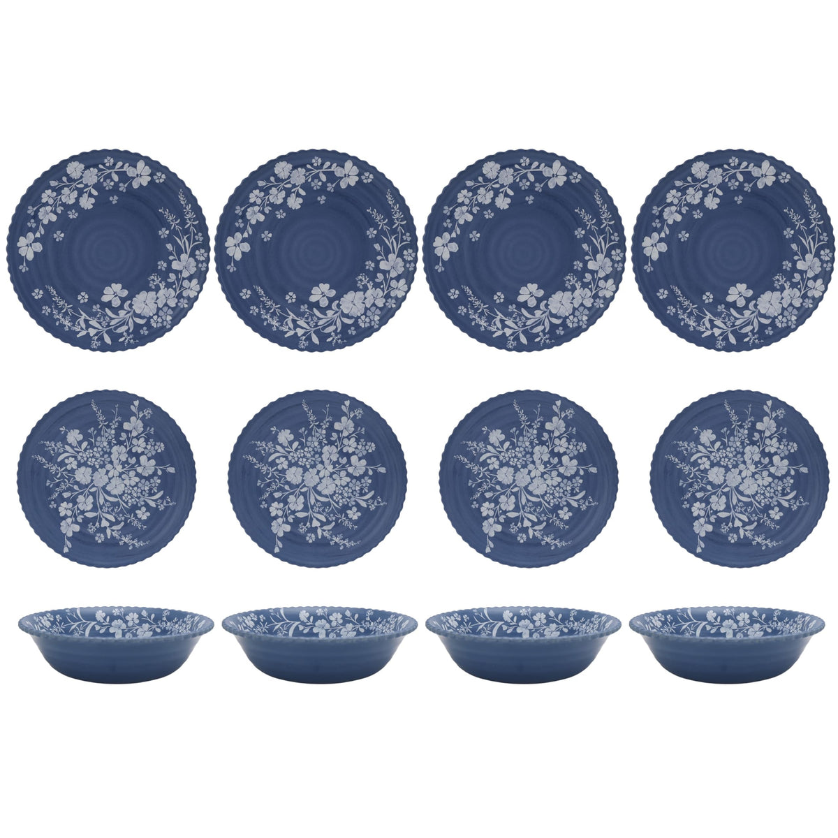 12 Piece Blue Bamboo Melamine Dinnerware Set Y787