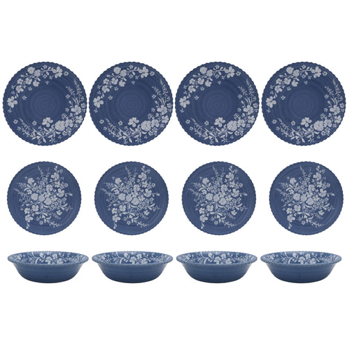 12 Piece Blue Bamboo Melamine Dinnerware Set Y787