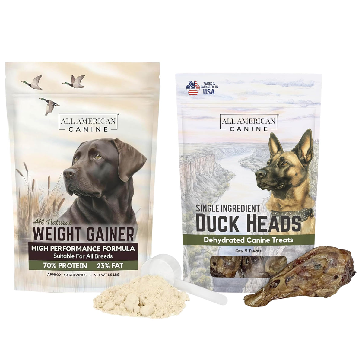 Dog Weight Gainer Powder & 5 Duck Heads Bundle T24411