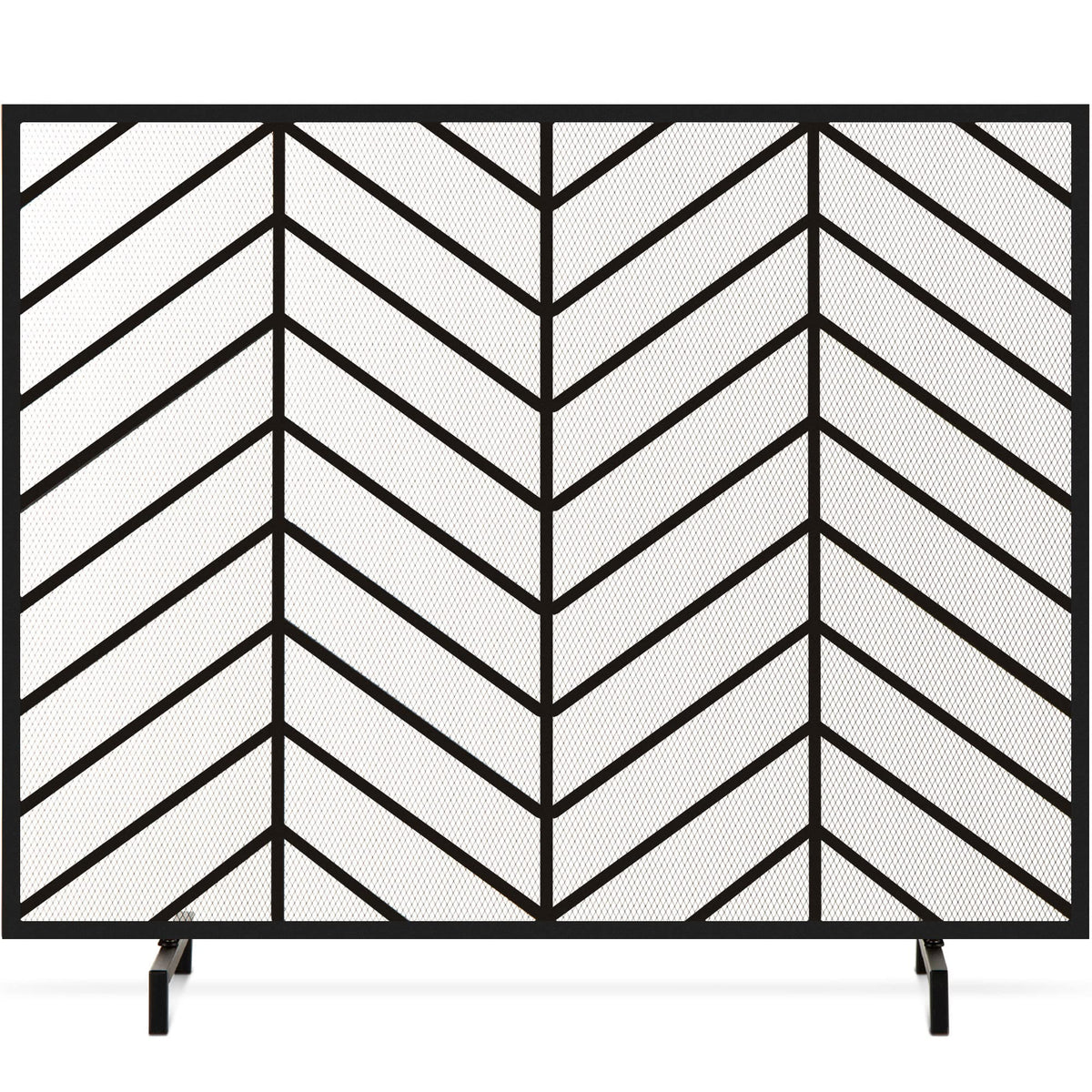 38x31in Wrought Iron Mesh Chevron Fireplace Screen J142929