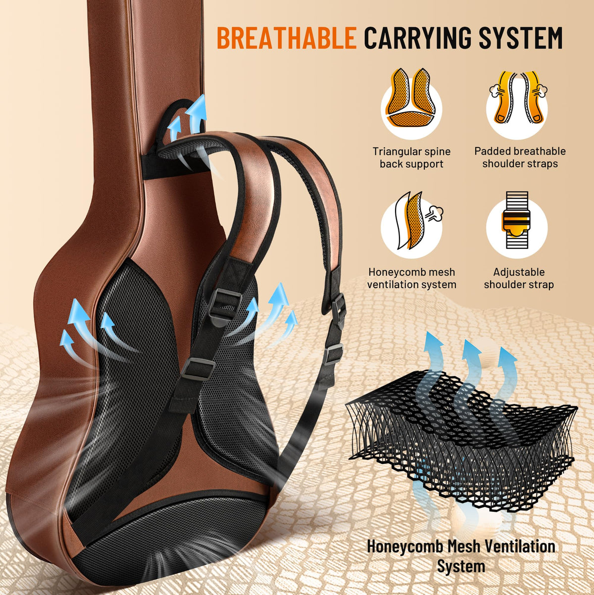 0.8in Thick Padding Waterproof Acoustic Guitar Case A75320