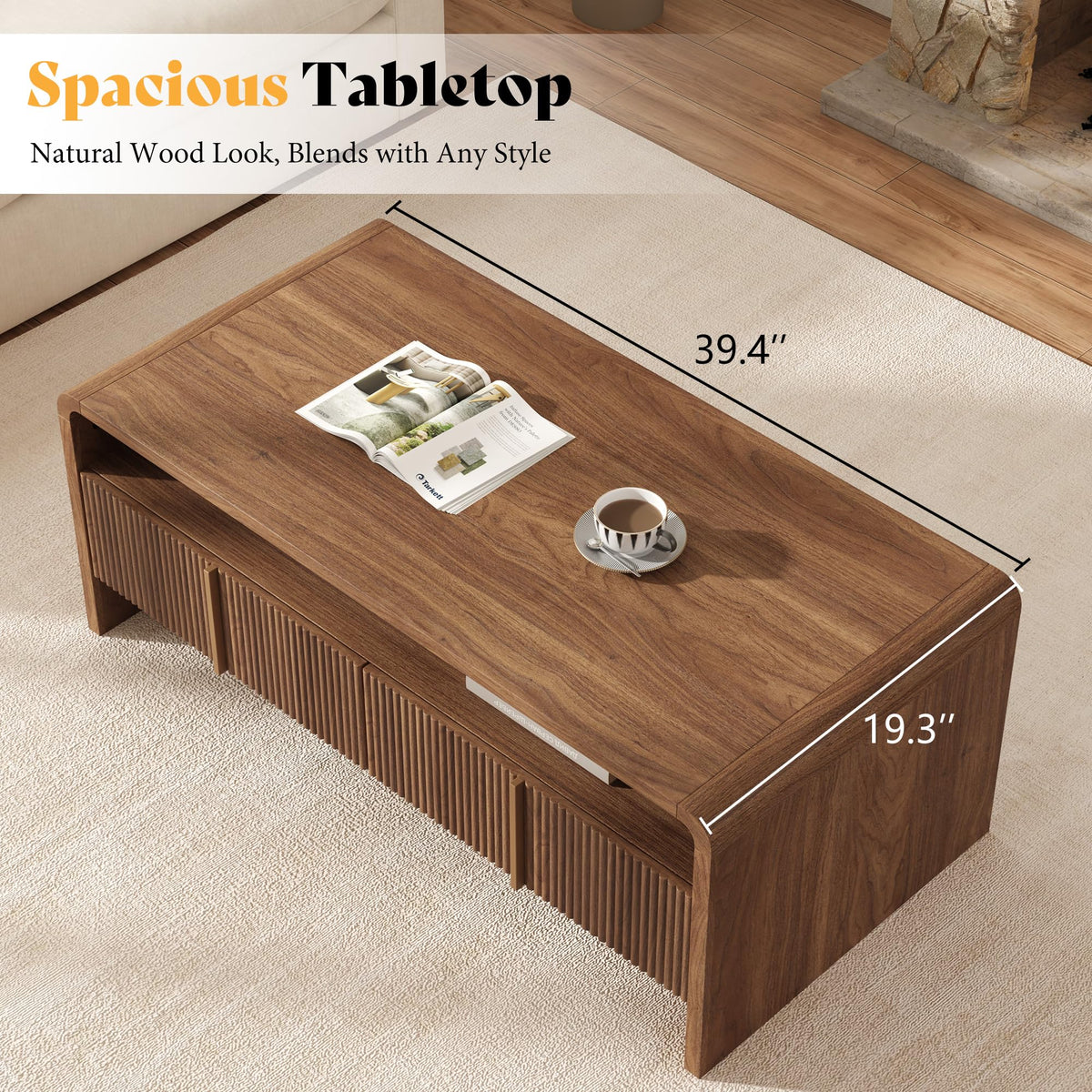 Fluted Coffee Table with Storage R5231