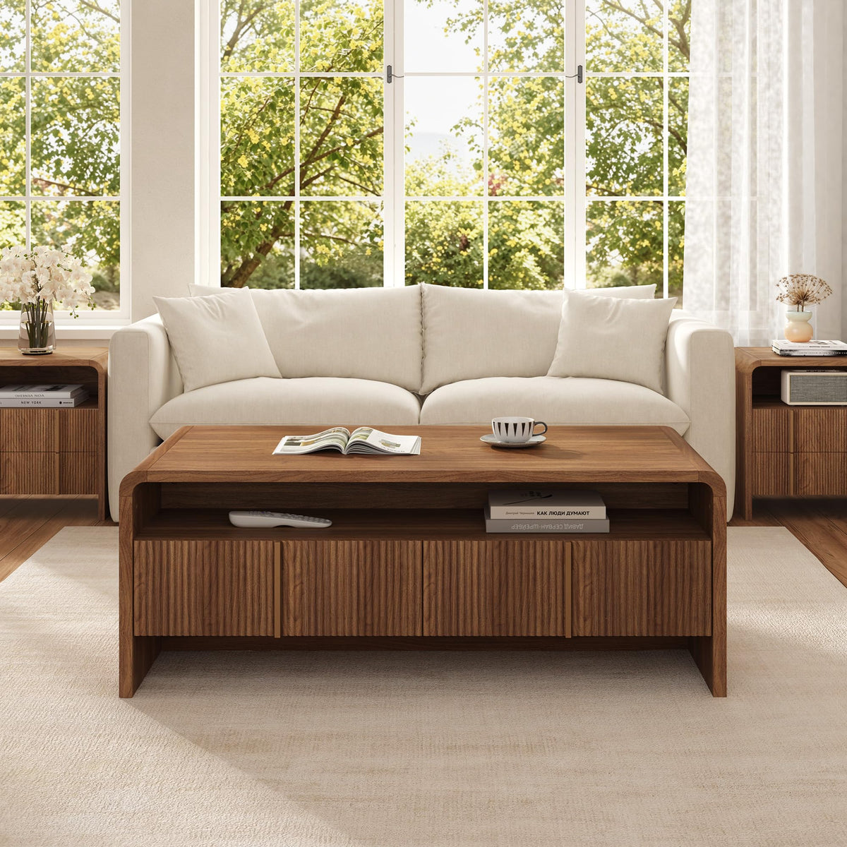 Fluted Coffee Table with Storage R5231