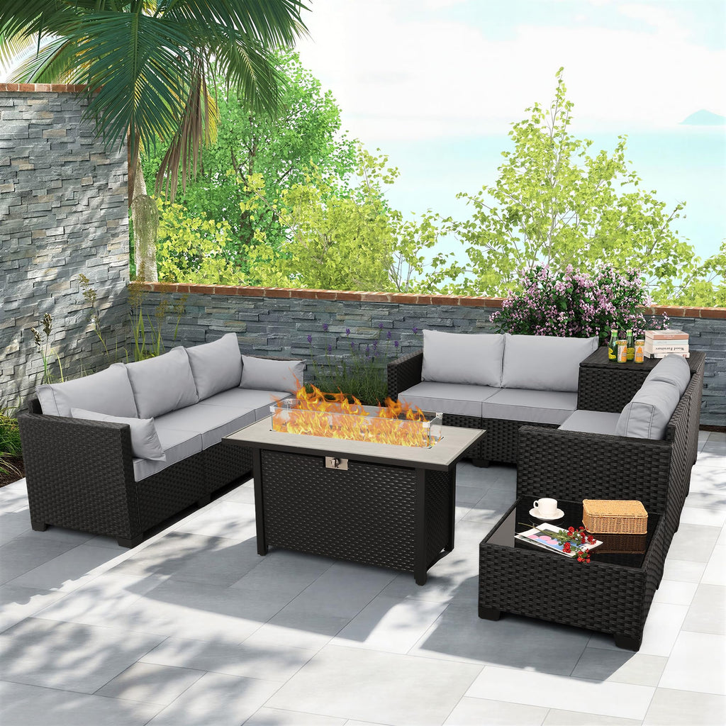 6 PCS Patio Furniture Set with Fire Table and Storage Box W17287