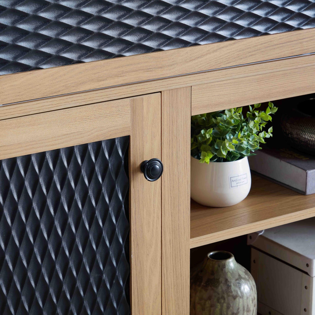 58 Inch Light Oak TV Stand with Sliding Doors K29830