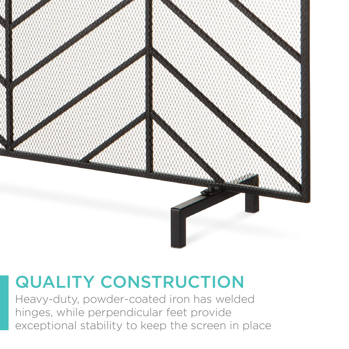 38x31in Wrought Iron Mesh Chevron Fireplace Screen J142929