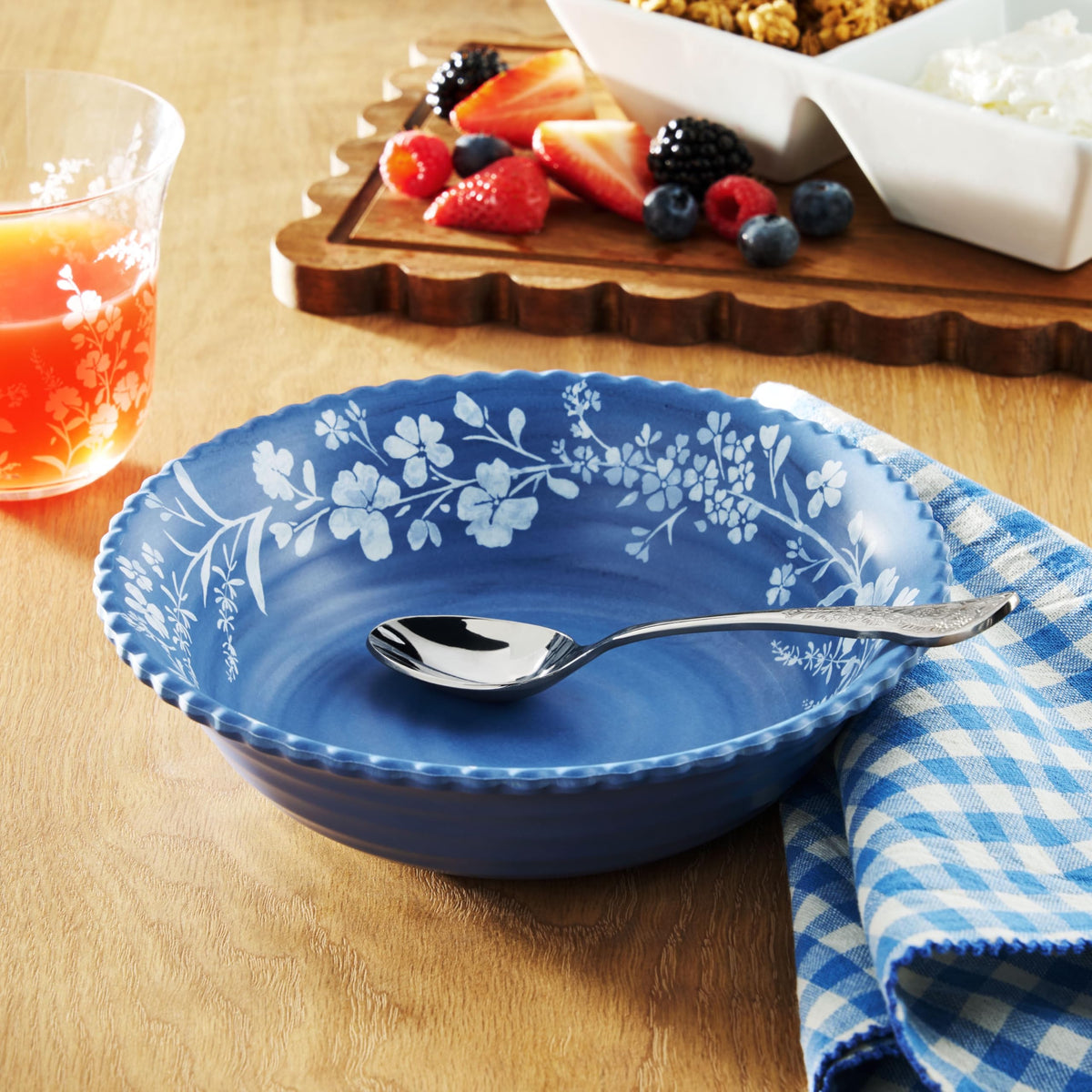 12 Piece Blue Bamboo Melamine Dinnerware Set Y787
