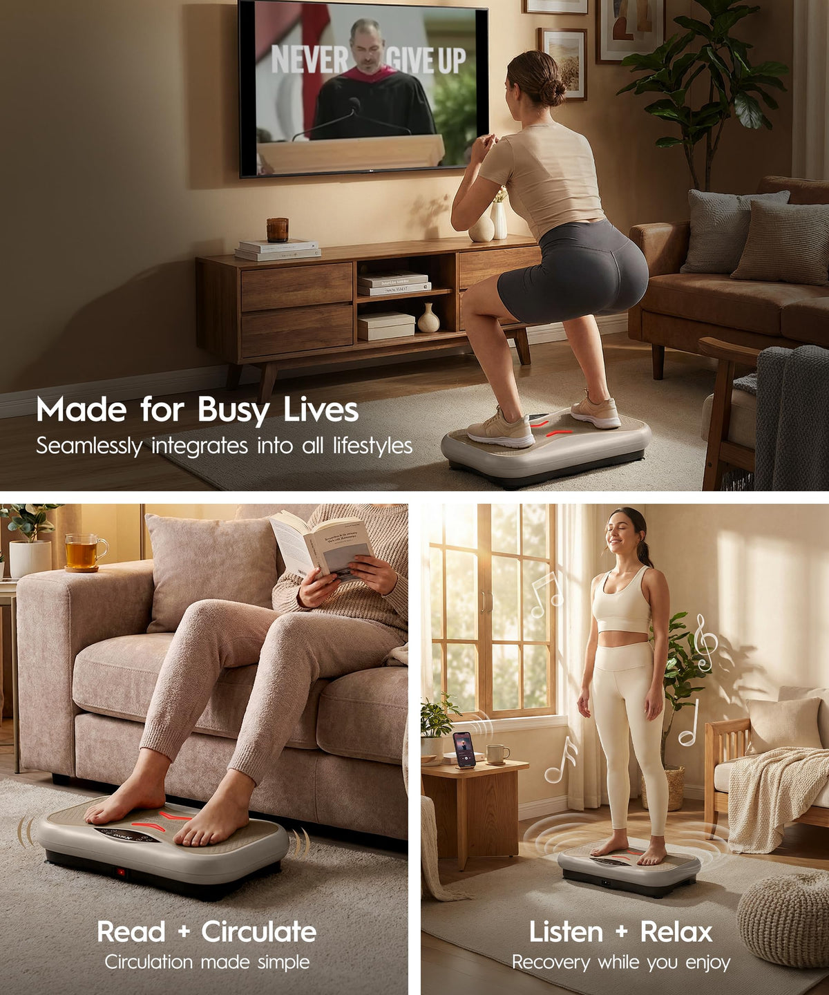 Vibration Plate with Resistance Bands and Remote J65671